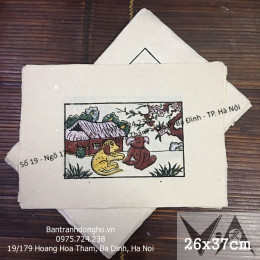 Tranh Đông Hồ Đôi Chó